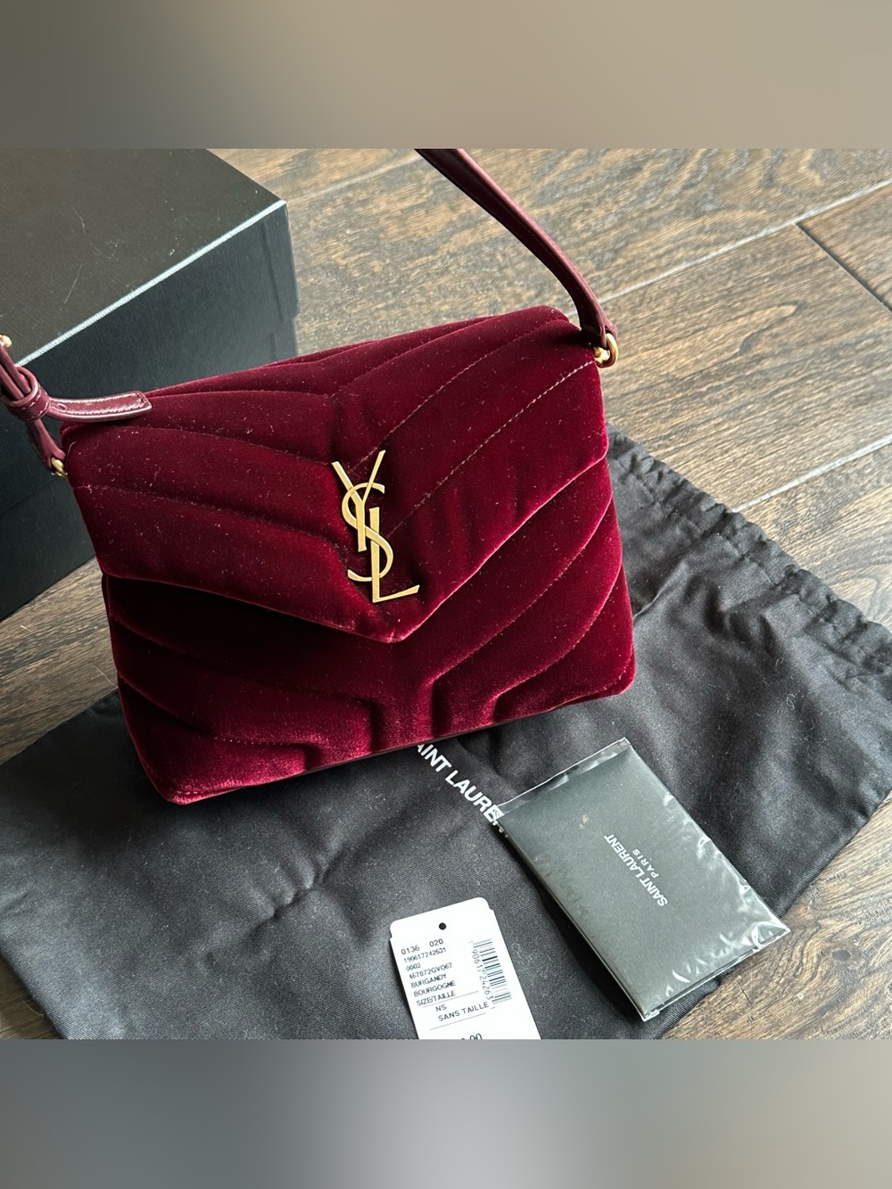 Saint Laurent Velvet Y Quilted Monogram Toy Loulou Crossbody Bag French Burgundy